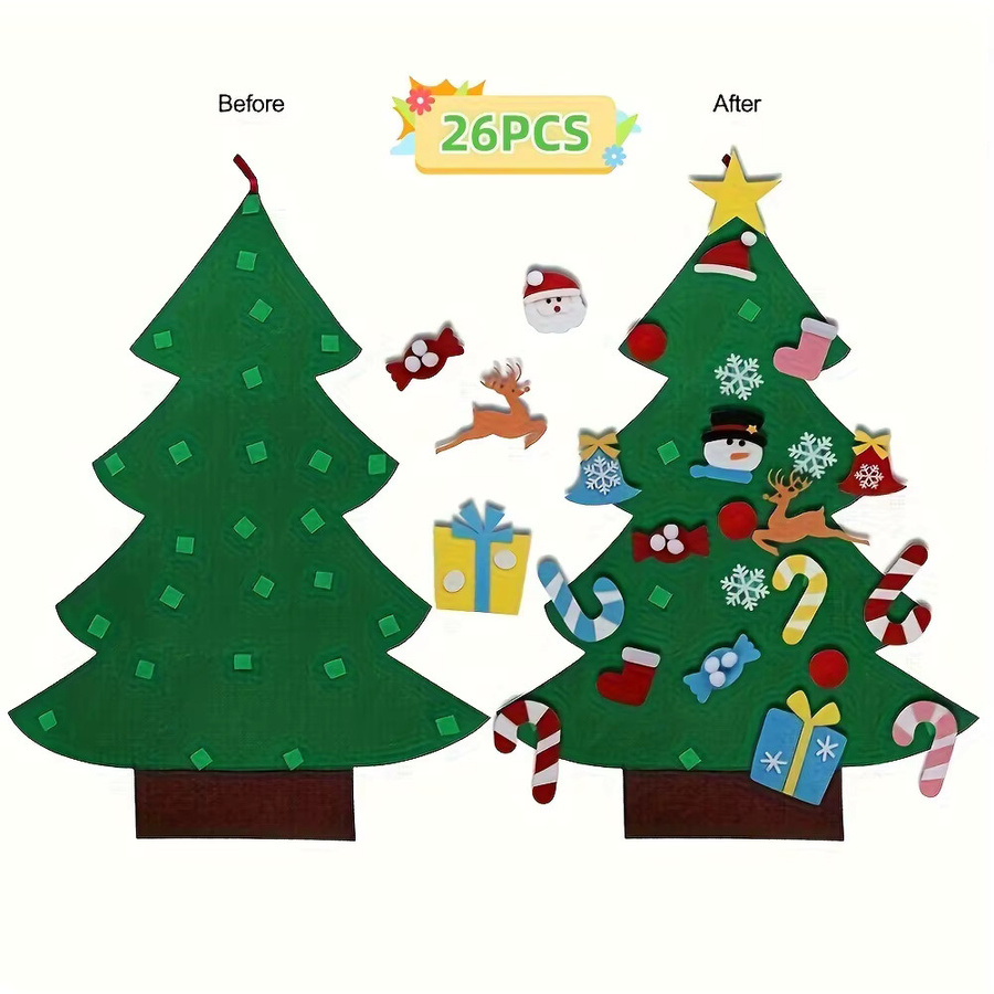 Max Fun DIY Filz-Weihnachtsbaum-Set als hängende Weihnachtsdekoration in Mehrfarbig - Bild 2