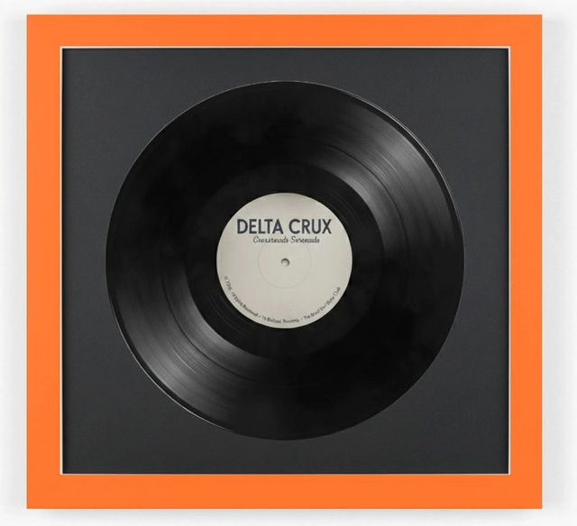 K-Möbel Schallplatten Rahmen Orange mit schwarzem Passepartout für Vinyl, B/H: 40 x 40 cm - Bild 1