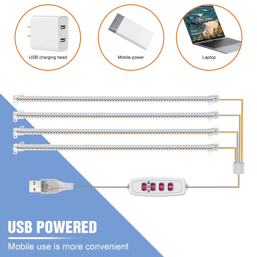 CanLing LED-Pflanzenlampe mit USB-Anschluss und Clip, Vollspektrum-Growlight in Weiß für Zimmerpflanzen, Saatgut und Hydroponik - Bild 4