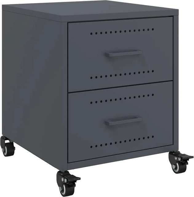 vidaXL Nachttisch aus Stahl in Anthrazit matt, B/T/H: 36 x 39 x 43,5 cm - Bild 1