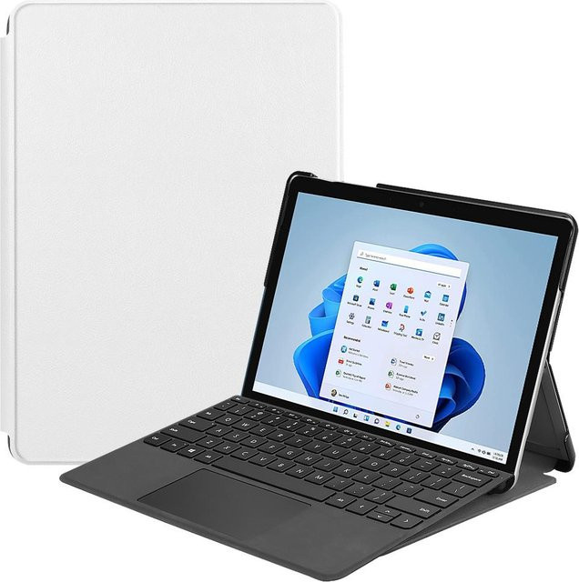 Schutzhülle für Microsoft Surface Go 4 3 2 mit Ständer und Stifthalter aus PU-Leder in Weiß - Bild 1