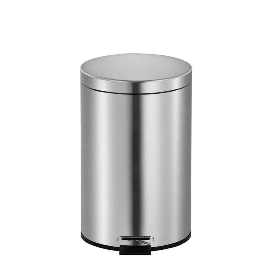 PROREGAL Runder Tretabfallsammler mit herausnehmbarem Kunststoff-Inneneimer, 3 Liter, Matt Silber, H x B x T: 27 x 19,5 x 17 cm - Bild 2