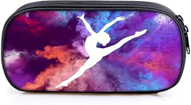 Fancy Style Studio Kosmetiktasche und Federmäppchen aus Leinwand mit Gymnastik Kunst Druck für Damen und Teenager, Mehrfarbig - Bild 1