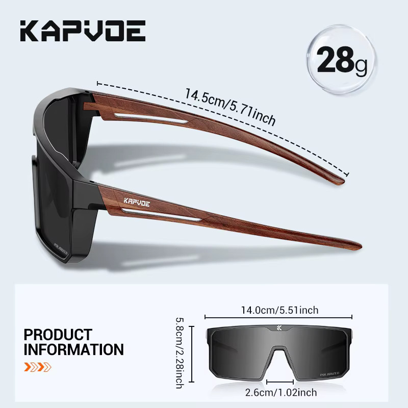 Kapvoe Sonnenbrille, Sportsonnenbrille, Vollrand, Schwarz, Damen, Kunststoff - Bild 5