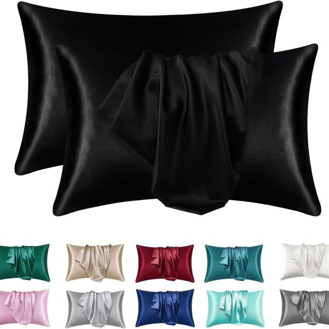2er-Pack JMG Clothing Satin-Kissenbezüge in Schwarz, Queen-Size, B/H: 51 x 66 cm - Bild 1