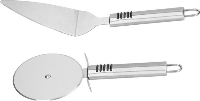 CosyHome Pizzaschneider Set aus Edelstahl in Grau mit ergonomischem Griff und runder Klinge - Bild 1