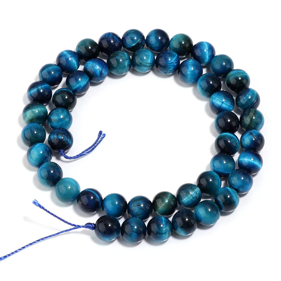 Blaue Tigerauge Perlen, rund, lose Perlen, 4-12 mm - Bild 3