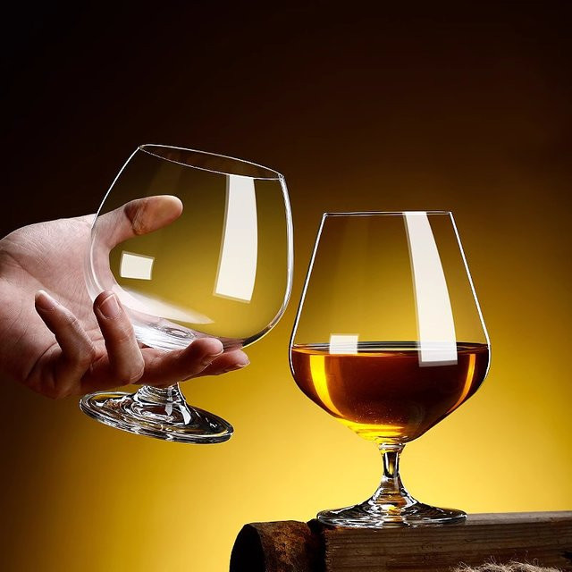 6er Set Aixiangru Brandy Gläser mit kurzen Beinen, 350 ml, transparentes Glas für Cognac, Whisky und Cocktail - Bild 1