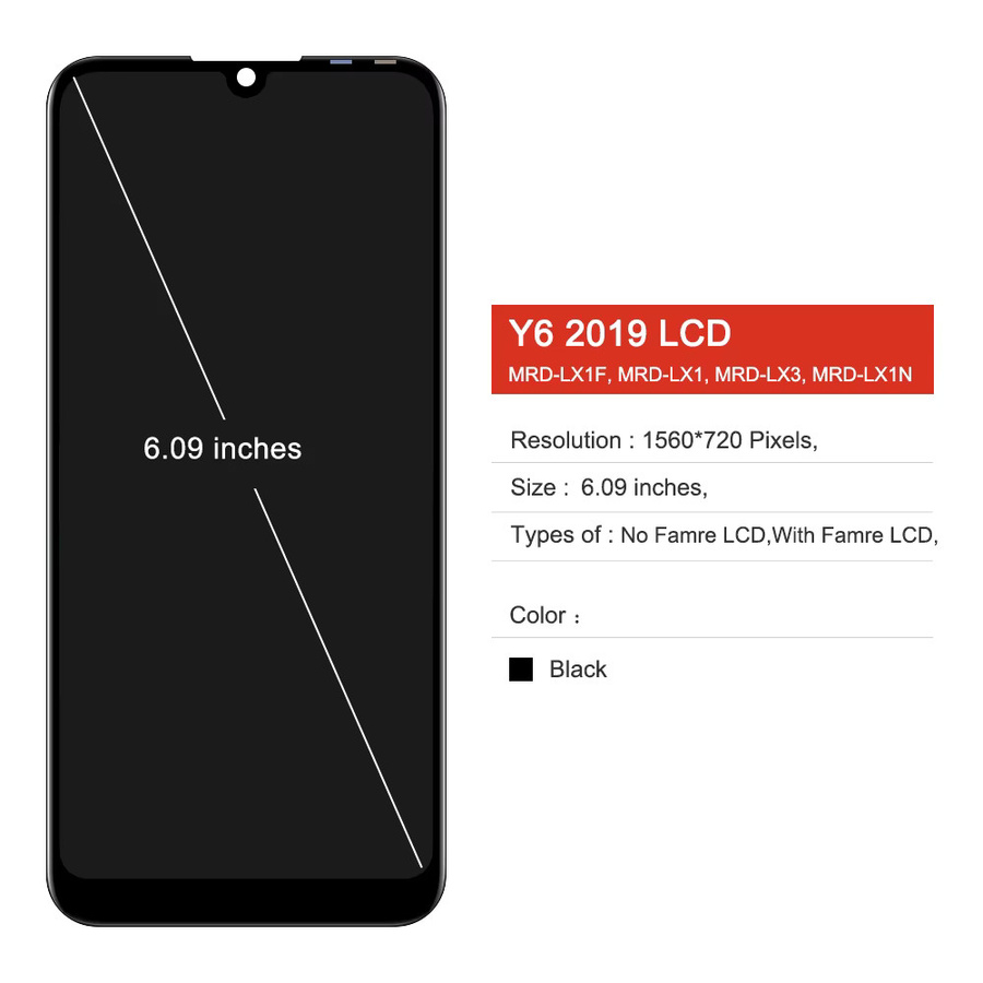 Huawei Y6 LCD-Display mit Rahmen 6.09 Zoll Digitaler Touchscreen in Schwarz für MRD-LX1F LX1 LX3 LX1N - Bild 5