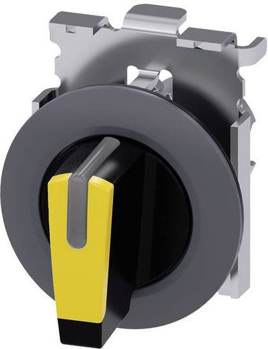 Siemens Knebelschalter 3SU1062-2DL30-0AA0, beleuchtbar, rund, Metall, Gelb/Schwarz, bündig montiert - Bild 1