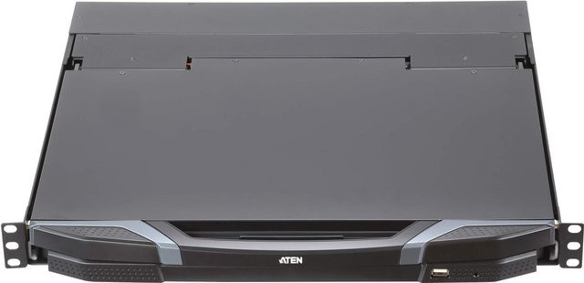 ATEN CL3800NW KVM-Konsole 1U mit 47 cm (18.5 Zoll) Full HD Display, HDMI, DVI, VGA und USB, Tastaturlayout QWERTZ, Schwarz - Bild 2