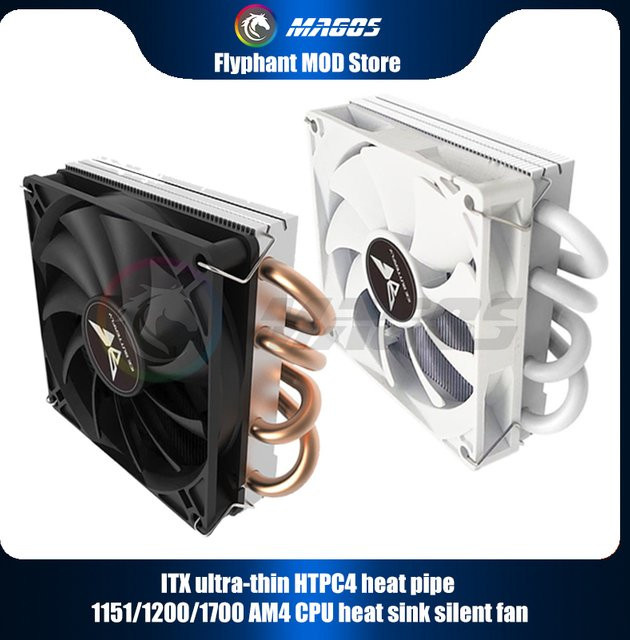 Flying Elephant CPU-Kühler Z39 in Schwarz für Mini-ITX-Gehäuse mit 4 Heatpipes und PWM-Lüfter zur Luftkühlung für AMD und Intel - Bild 1