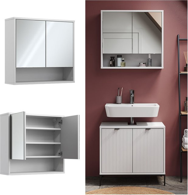 Vicco Bad-Spiegelschrank Eliza Weiß mit 2 Türen, B: 70 cm, H: 65 cm, T: 65 cm - Bild 1