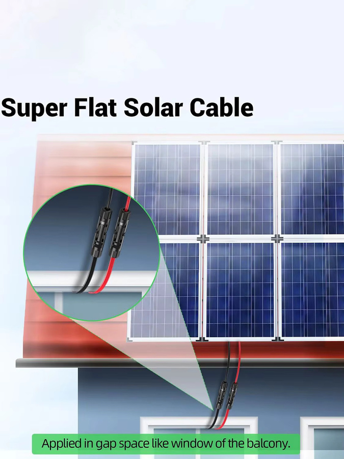 JMUYTOP Flaches Solarpanel-Verlängerungskabel 12/10 AWG 4/6 mm2 mit wasserdichten Steckverbinder für Photovoltaik, Wohnmobil und Hausbalkon - Bild 6