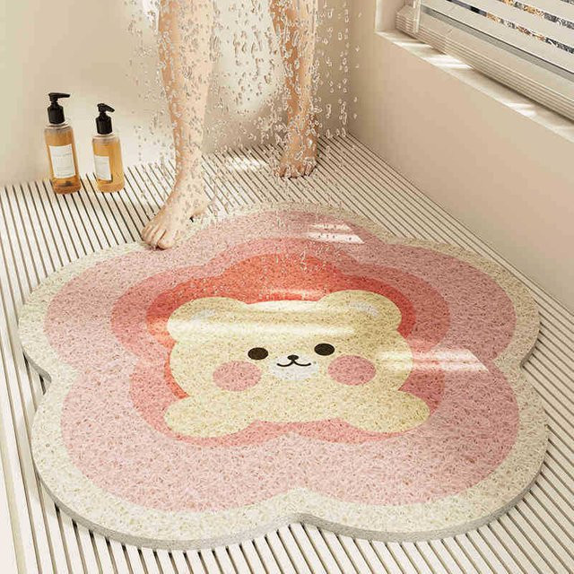 Rutschfeste Badezimmer Matte von Yiran Furniture mit floralem Pflanzenblüten-Design, Mehrfarbig, B/B: 70 x 70 cm - Bild 1
