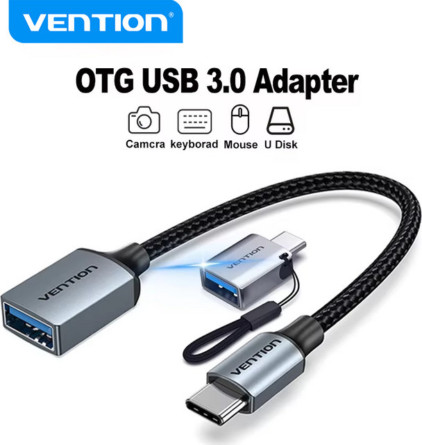 Vention USB-C OTG Adapter USB-A auf USB-C Konverter, USB 3.0 mit 5Gbps Datenübertragung, Schwarz - Bild 1