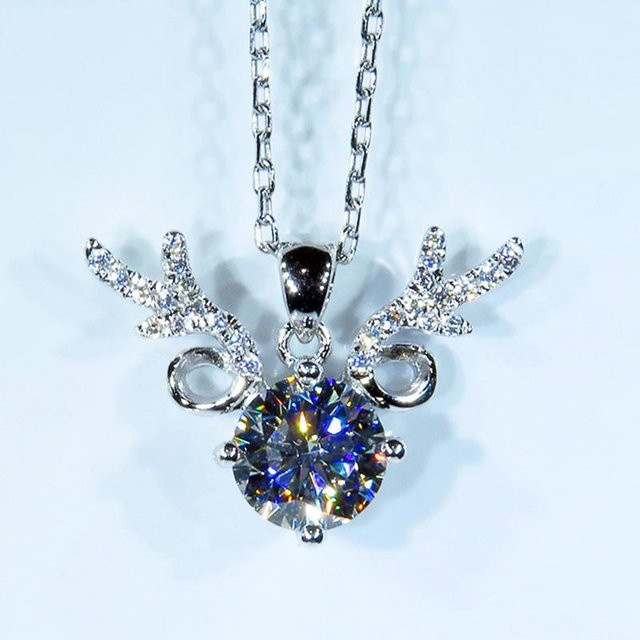 YIRAN Jewelry Halskette Elch Anhänger, Kupfer, Zirkonia, gray, 45cm, Damen - Bild 1