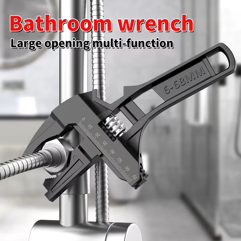 Deli Multifunktions-Rohrschlüssel aus Aluminiumlegierung, Silber, Einstellbarer Dual-Use-Schlüssel für Reparatur und Installation von 6-68mm - Bild 4