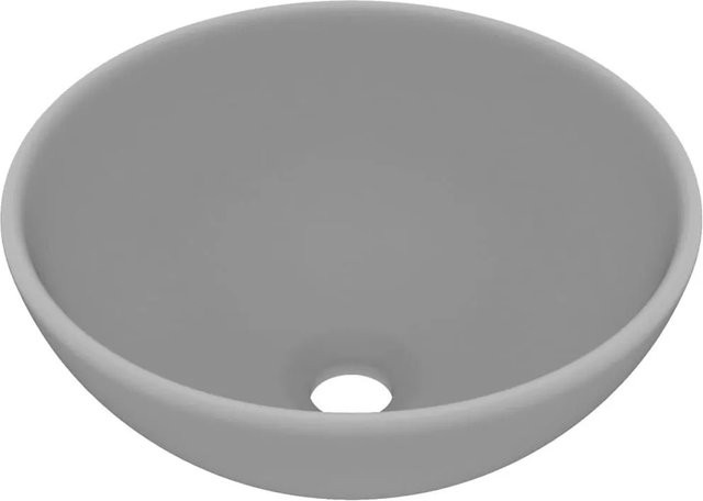 vidaXL Luxus-Waschbecken aus Keramik, rund, matt Hellgrau, Durchmesser: 32,5 cm, Höhe: 14 cm - Bild 1