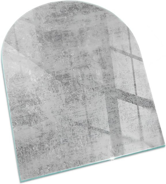 Tulup Glasplatte für Kamin mit abstrakter Hintergrundtextur in Grau, Halbkreis, B: 80 cm, T: 70 cm - Bild 1