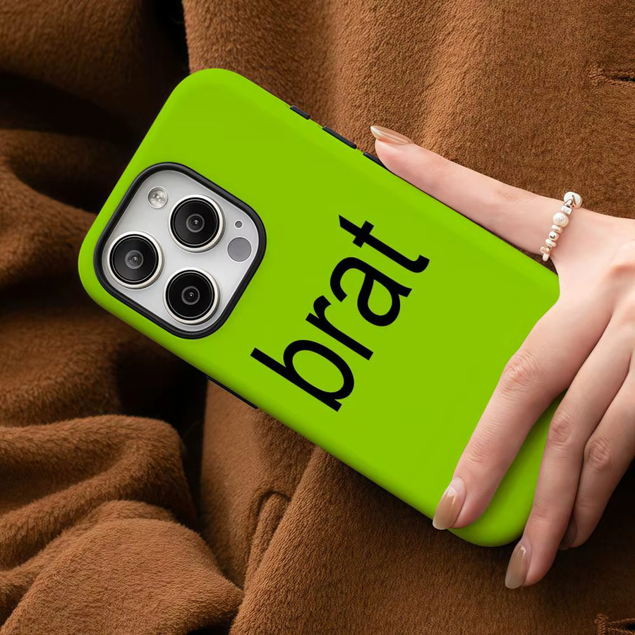 Glänzende C-Charli XCX Brat Handyhülle für iPhone 17 16 15 14 13 12 Pro Max Plus in Weiß und Grün mit HD-Doppelschicht-Flüssighartschale - Bild 4