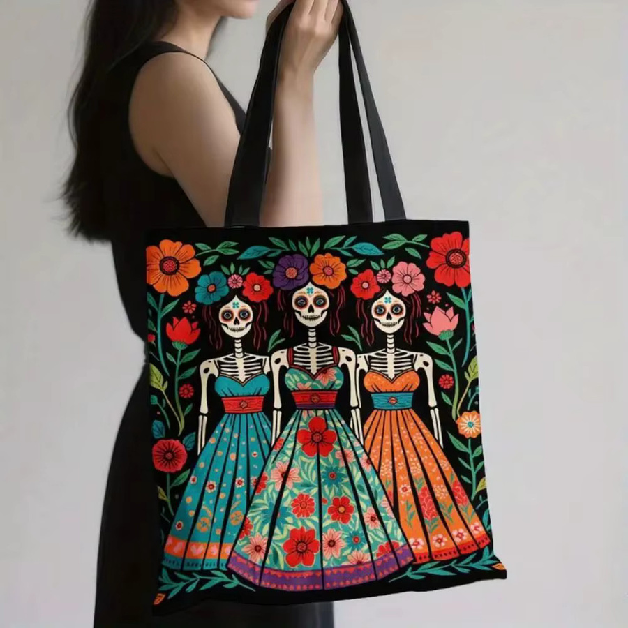 VIKAMA Floral Art Canvas-Tragetasche, doppelseitig und wiederverwendbar, multicolour - Bild 5