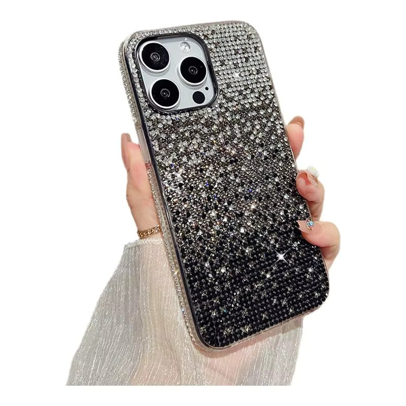 YLUOYI Glitzer Handyhülle mit Farbverlauf und Strass-Diamanten für iPhone, stoßfeste Schutzhülle in Grün - Bild 2