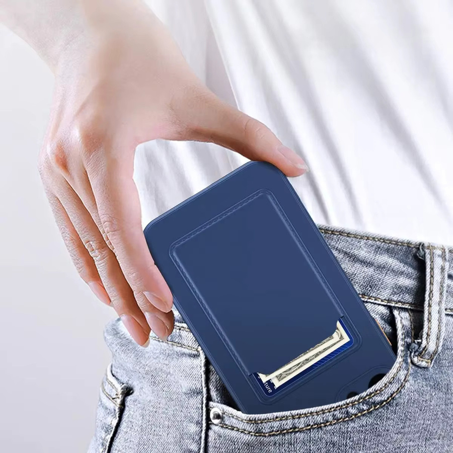 GOALXIXI Silikon-Brieftasche Handyhülle mit Kartenfach für iPhone 11 bis iPhone 17 Air in Schwarz und Blau - Bild 4