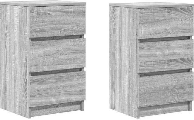 vidaXL Nachttische Set mit 3 Schubladen, 2 Stück, Grau Sonoma, B/T/H: 39 x 35 x 65 cm - Bild 1