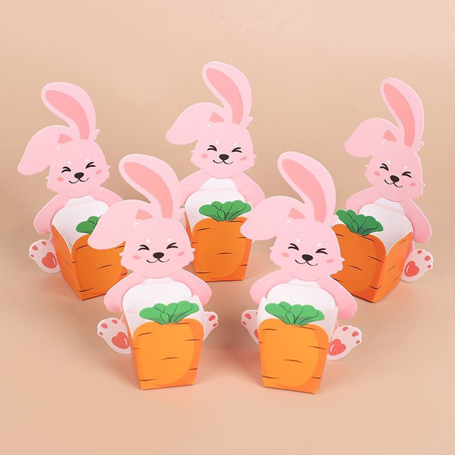 Ostern DIY Pralinenschachtel aus Papier in Hase und Küken Form für deine Party Dekoration in Pink - Bild 1