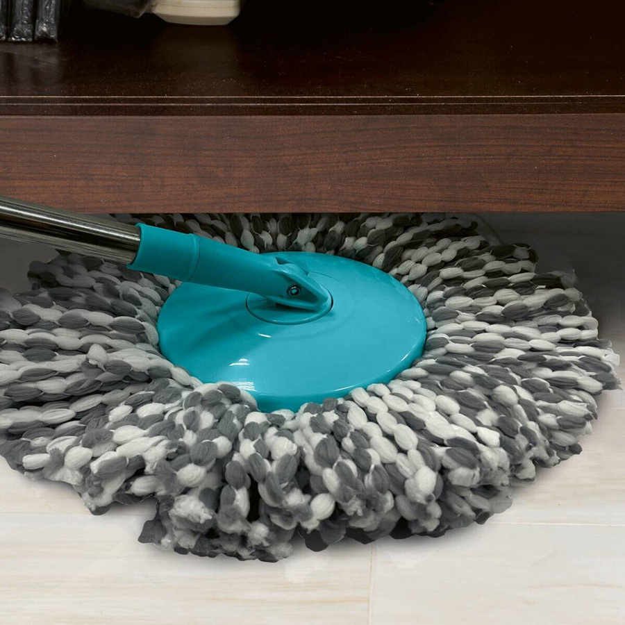 CLEANmaxx Wischmoppset aus Mikrofaser in Türkis und Grau mit Wringer - Bild 4
