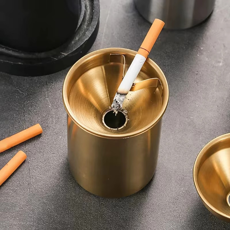 PDQ Aschenbecher aus Edelstahl mit Deckel, rund und winddicht, Farbe: Grün - Bild 3