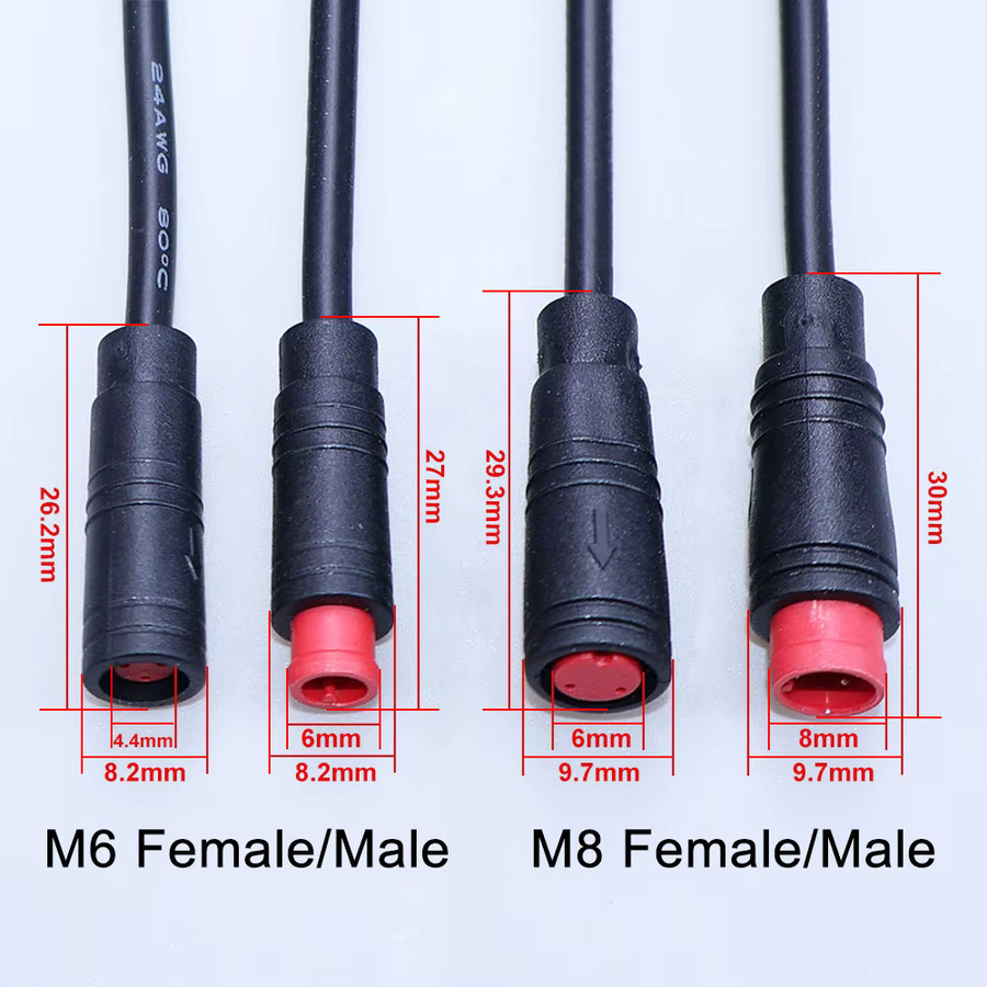ChengHaoRan Wasserdichtes Kabel Set mit M6 M8 Stecker und Buchse für E-Bike Display und Sensoren in 2/3/4/5/6 Pin Ausführung - Bild 4