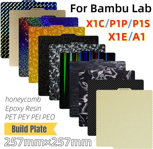 Bambulab PEI-Strukturierte Federstahl-Bauplatte für A1, P1S und X1C Druckbetten, B/T: 257 x 257 mm - Bild 1