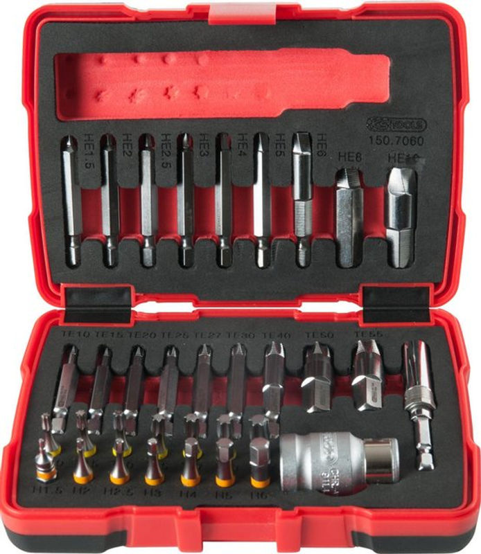 KS Tools Schrauben-Ausdreher-Satz aus Stahl, 34-tlg., 1/4 Zoll und 10 mm Torx und Innensechskant - Bild 2