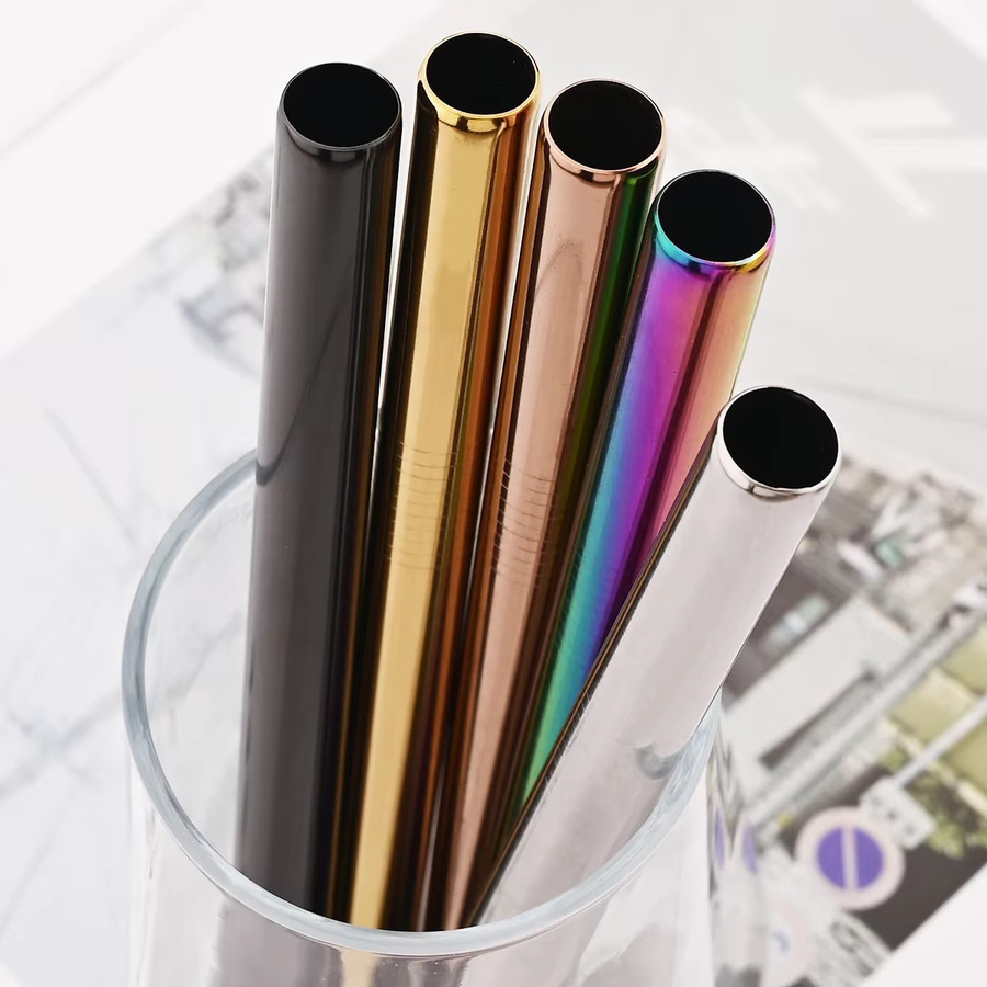 Zoseil Edelstahl Trinkhalm Set, 5 Stück gerade Strohhalme in Silber und Multicolour, Breite: 12 mm - Bild 5