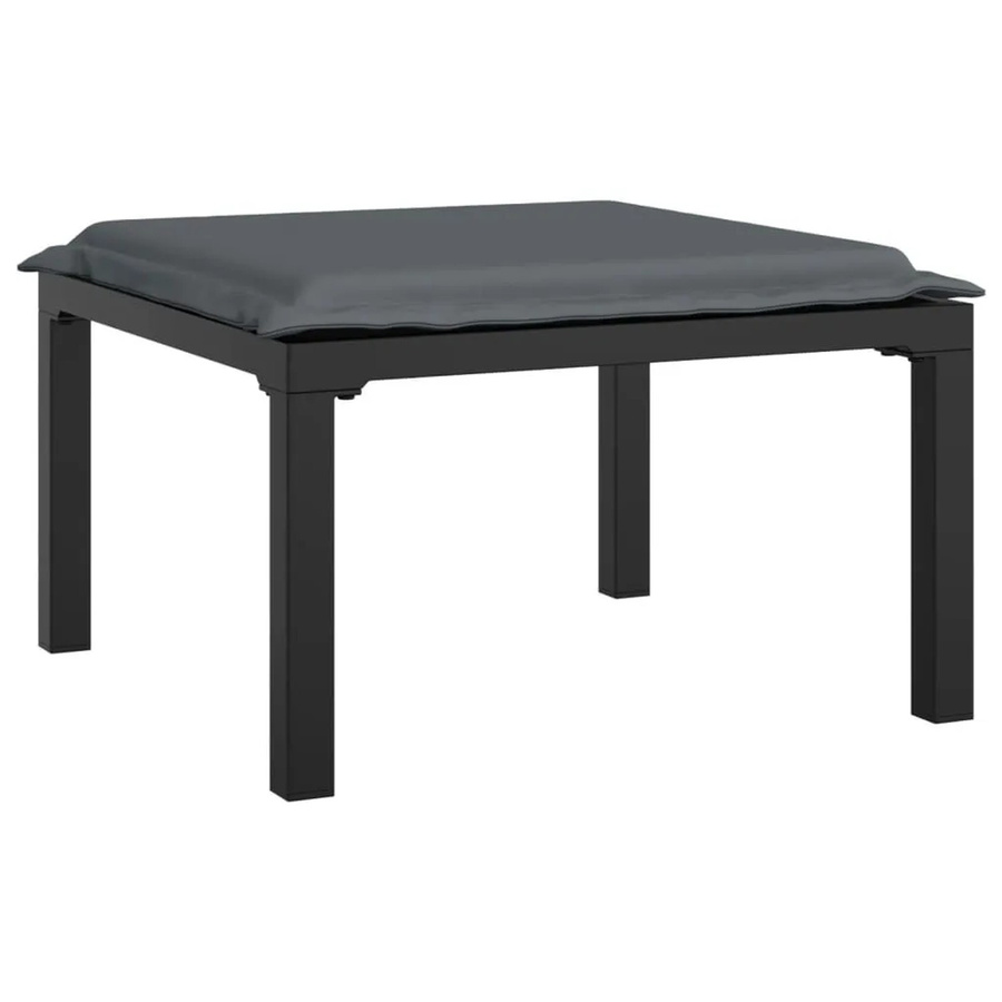 vidaXL Gartenhocker aus Polyrattan mit Kissen in Schwarz und Grau - Bild 2