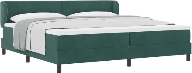 vidaXL Boxspringbett mit Kopfteil aus Samt und Kiefernholz in Dunkelgrün B/T/H: 200 x 200 x 103 cm - Bild 1