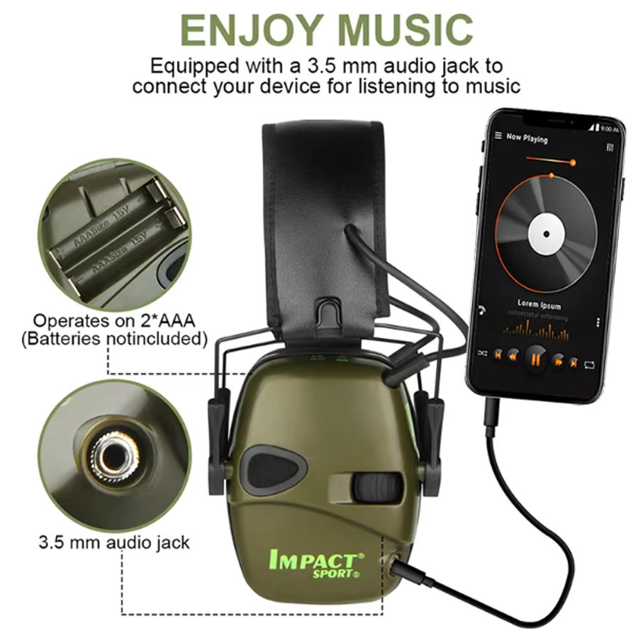 Howard Leight Impact Sport Elektronischer Dämpfer Ohrenschützer für Sport Shooting und Outdoor in Grün - Bild 2