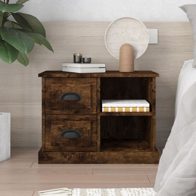 Nachttisch Vidaxl in Räuchereiche, Braun, Landhausstil, B/T/H: 60 x 35,5 x 45 cm - Bild 1