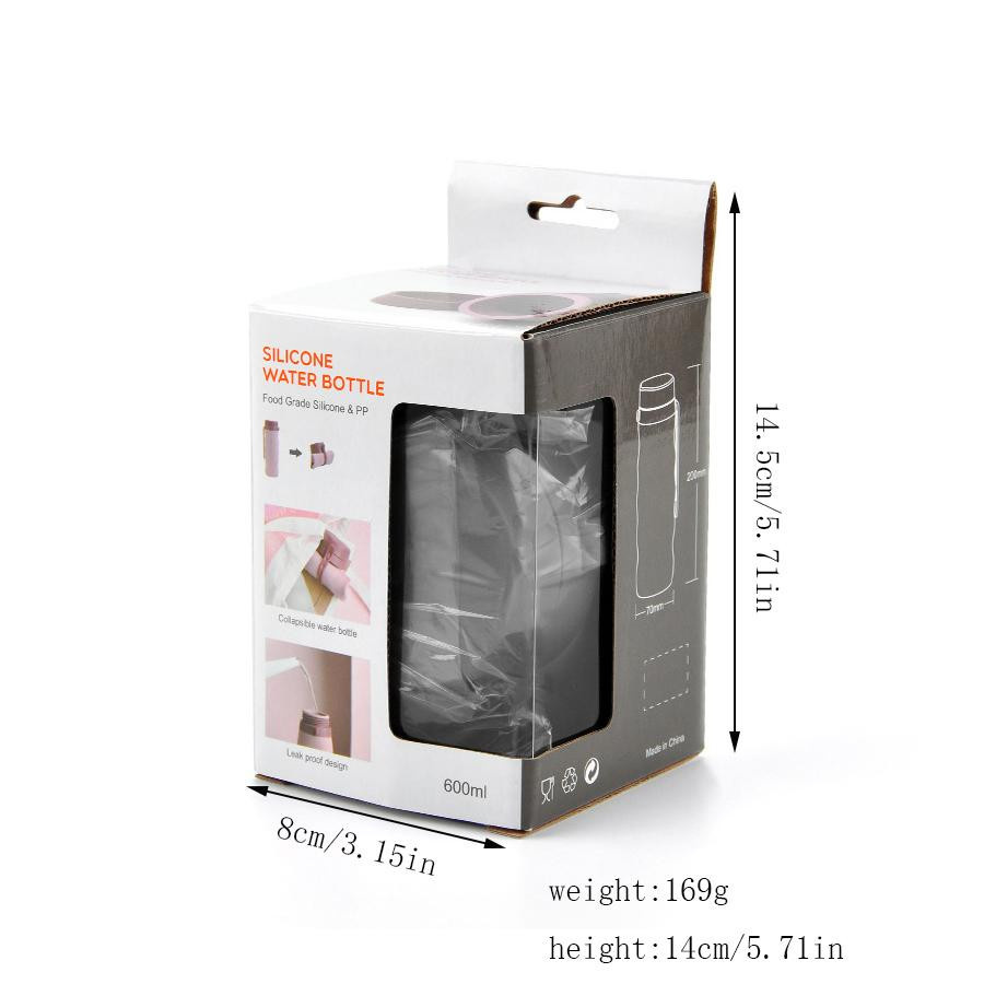 Tragbare Silikon-Faltwasserflasche für Outdoor und Reisen von Love Home Garden, Grau, 600ml - Bild 2