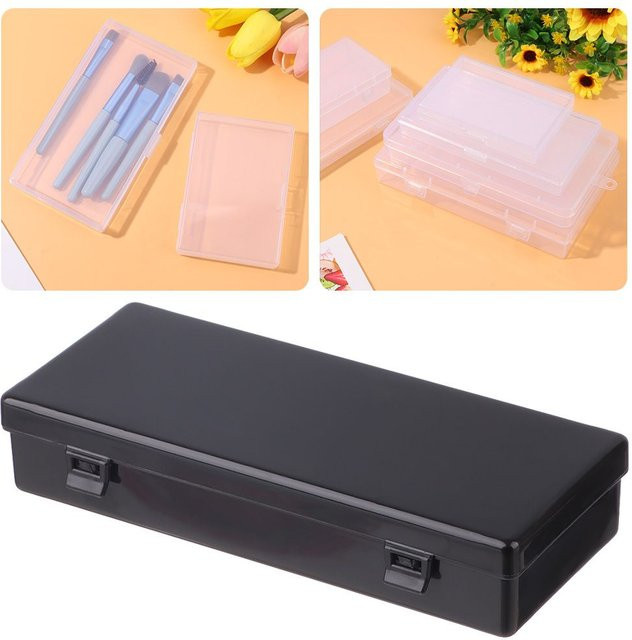 8er Set quadratische Aufbewahrungsboxen aus Kunststoff in Transparent und Schwarz für Schmuck, Perlen und Bastelbedarf - Bild 1