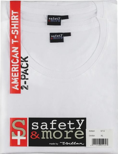 Safety&More American T-Shirt 2er-Pack aus Baumwolle in Weiß, Größe XL - Bild 1