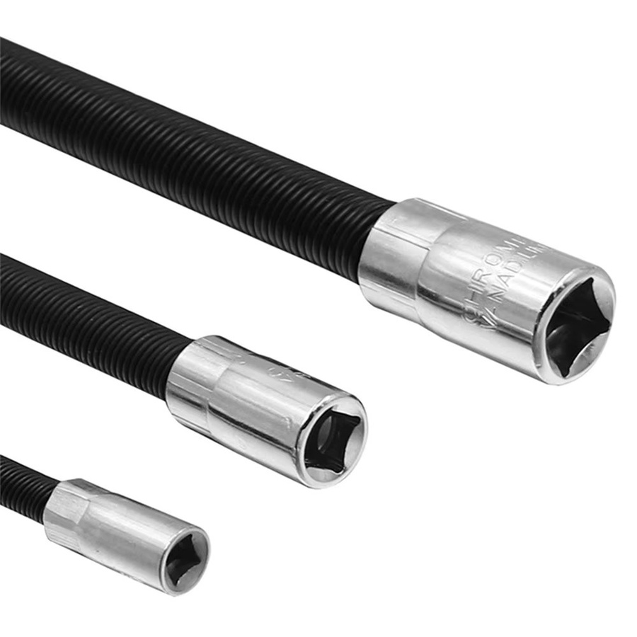 FHZX 3er Set Flexible Steckschlüssel Verlängerungen mit Adapter für Ratsche in 1/4, 3/8 und 1/2 Zoll für Mechanik und Werkstatt - Bild 5