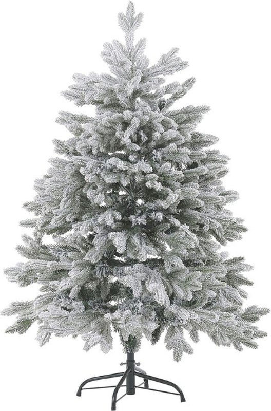 FORAKER Weihnachtsbaum mit Kunstschnee in Weiß und Grün, 120 cm Höhe, skandinavischer Stil, freistehend mit Ständer - Bild 1