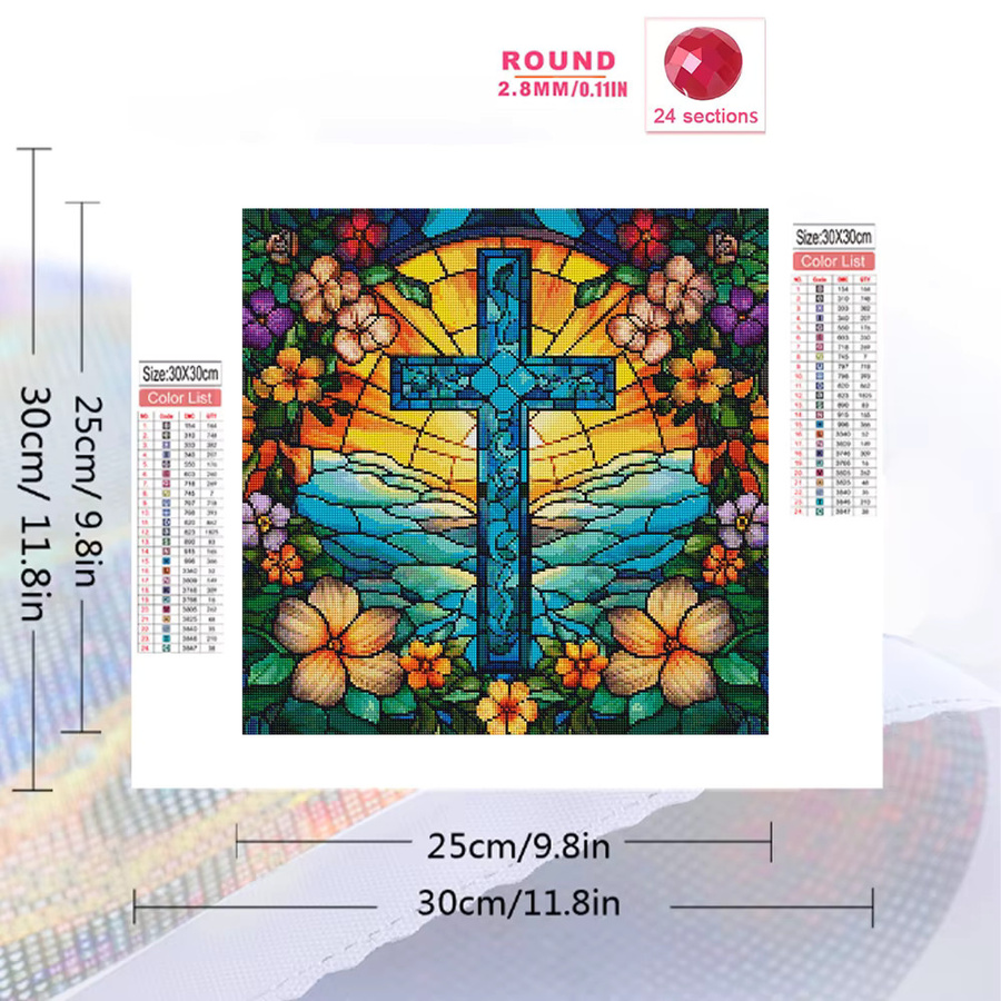 Evershine Diamant-Stickerei Landschaftsbild mit Blumen-Motiv in Multicolour als Wandkunst - Bild 2