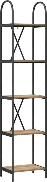 vidaXL Bücherregal Artisan-Eiche in Braun und Schwarz aus Holzwerkstoff und Stahl, B/T/H: 40 x 30 x 183 cm - Bild 1