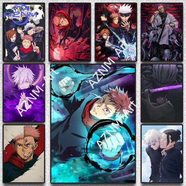 KAYOU Jujutsu Kaisen Poster Illustration in Multicolour als ästhetische Wanddekoration aus Papier - Bild 1