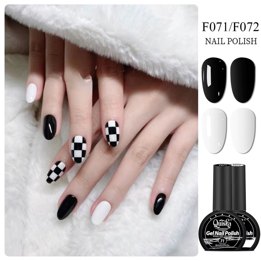 Quiska Nagelgel-Lack Schwarz-Weiß, 2er-Set, 8 ml, Glänzend - Bild 3