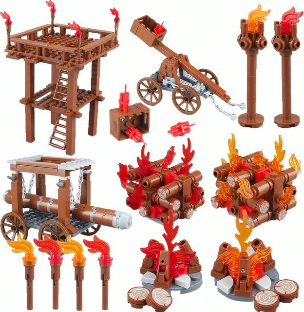 BRICKPANDA Mini Flame Torch Fackel Zubehör für Bausteinfiguren in Braun - Bild 1